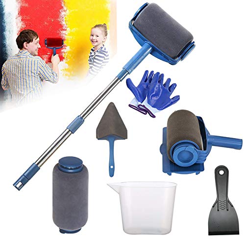 Juego de rodillos de pintura Aoweika, con palos, 9 piezas, sin costuras, multifuncional, para el hogar, la escuela y la oficina, para pintar en la pared