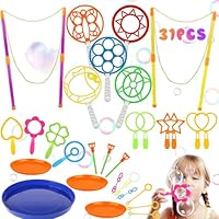 Seifenblasen Set für Kinder 30 Stück Riesenseifenblasen Set, Seifenblasen Hochzeit, Riesen Seifenblasen Stab, Seifenblasen Spielzeug für Kindergeburtstag, Partys, Hochzeit, Bubble Maker Spiele