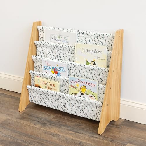 Image of Humble Crew Kids Bookshelf, 4-Tier Front-Facing Book Display Organizer, Montessori Toddler Bookcase for Playroom, Bedroom & Reading Corner, Natural /White /Green