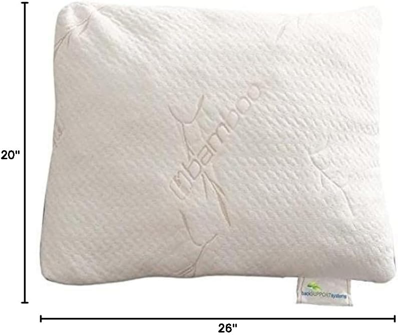 Back Support Systems Bamboo Pillow, Shredded Gel Memory Foam Pillow with Super Soft Bamboo Cover, Engineered for a Perfect Night Rest (Queen Size 20" x 26")