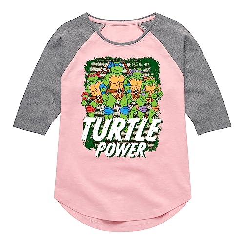HYBRID APPAREL - Teenage Mutant Ninja Turtles -Turtle Power - Toddler & Youth Girls Raglan Graphic T-Shirt - Size Small