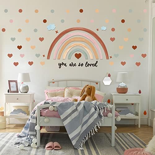 Sepamoon Large Rainbow Wall Decals Boho Stickers 15.75 x 47.2 Inch Decor for Girls Kids Bedroom Living Room Nursery Playroom Classroom Decorations Peel and Stick Wallpaper