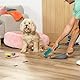 Beldray Antibac Pet Plus+ Kehrschaufel & Gummibürsten-Set – Kratzfreie Borsten, Antibakteriell behandelt, Kunststoffzackenkamm, Erhöhte Füße für angewinkeltes Reinigen, Zusammenklappbar