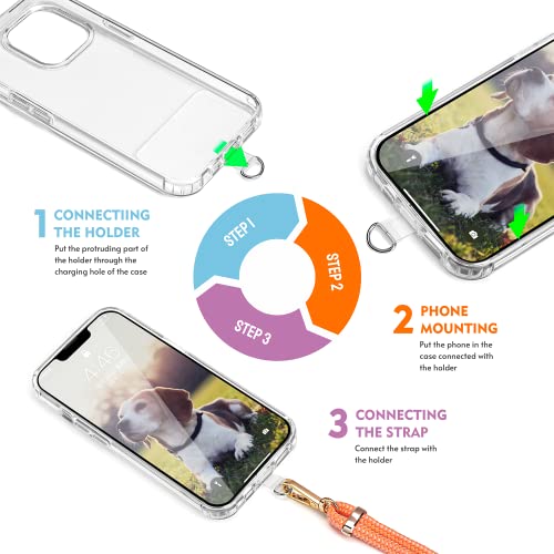 Image of 2 Pads Phone Lanyard Adjustable Crossbody Cell Phone Neck Strap | Universal Mobile Phone Wrist Lanyard,2pcs Tether Tab for Travel Essentials,Anti-Lost Charm Strap for Women Men,Pink Colorful