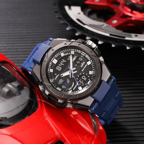Image of V2A Styrke 5120 Analog Digital Watch for Men | Hybrid Multi Display Dial | Alarm Stopwatch Day Date 12 /24 Hr | TPU Strap | 30M Water Resistant | Gift for Mens