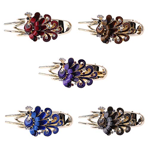 Freshsell Fashion Peacock Hair Clips Clamp Metal Rhinestone For Wedding Bridal Women Gift