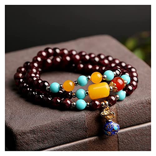 Bracelet grenat naturel rouge vin 6mm bijoux fins cristal perles femme multi cercle