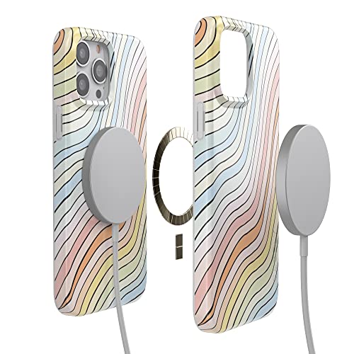 Casely Iphone 13 Pro Case | Compatible With Magsafe | Ride The Wave | Pastel Rainbow Lined Case #TOP2
