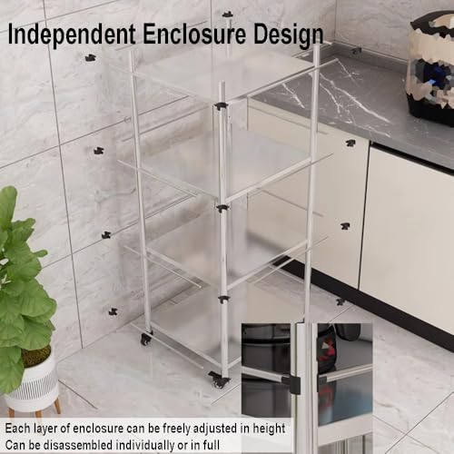 Image of 5-Tier Stainless Steel Utility Cart with WheelsKitchen Work Table Pot and PanHeavy-Duty Metal Storage Rack 40 x 32 x 84 cm Ideal for Home and Restaurant,Silber-15.7X7.5X46.5IN