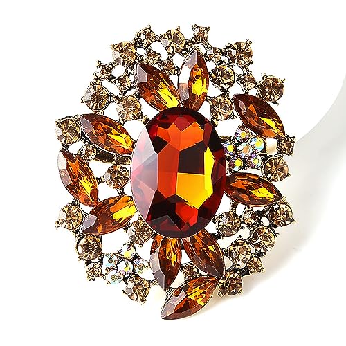 Image of Flower Brooch Pin Costume Jewelry Accessory Gold Tone