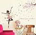 BIBITIME Vinyl Wall Decal Butterfly Girl Dancing under Tree Branches full of Flowers Fairy Sayings "A blossom faerie of brilliant" Quotes Sticker for Girlfriend Bedroom Music Classroom