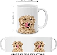 Vista 2 de MUGBREW Cute Winking Golden Retriever - Taza de café de cerámica, 11 onzas