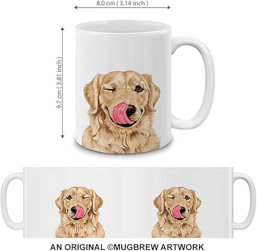 Miniatura 4 de MUGBREW Cute Winking Golden Retriever - Taza de café de cerámica, 11 onzas