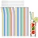 Hnighty Glas Strohhalme Wiederverwendbar - LFGB Zertifizierung Transparent Breite Strohhalme 8 gerade +8 Biegungen, 8 farbige Glashalme mit 4 Reinigungsbürsten
