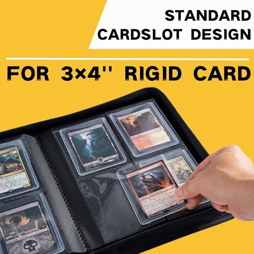 Top loader Binder, Holds 128+ Toploaders, 4 Pocket Top Loader Card Storage Case, Double-Sided Pockets for trading card in 3 x 4” Toploaders