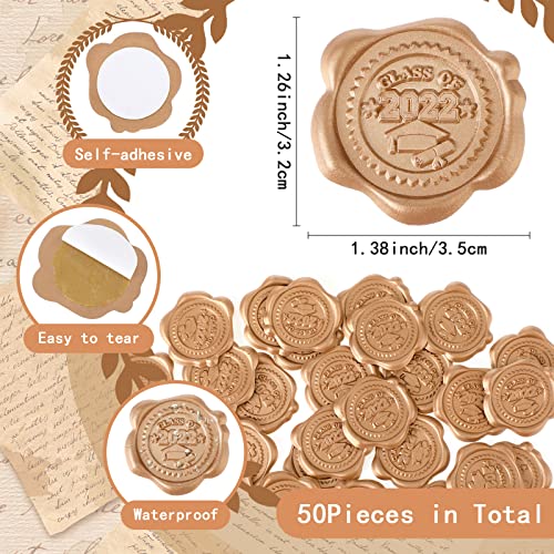 50 Pcs Graduation Wax Seal Stickers Graduation Cap Diploma Certificate Seals Class Of 2023 Congrats Grad Certificate Envelope Seals Stickers For Envelopes Diplomas Certificates Awards (Gold) #TOP1