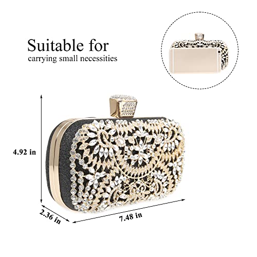 Image of DA BODAN Womens Sparkly Rhinestone Crystal Clutch Bag Glitter Sequin Bridal Purse Evening Handbag for Wedding Party Prom