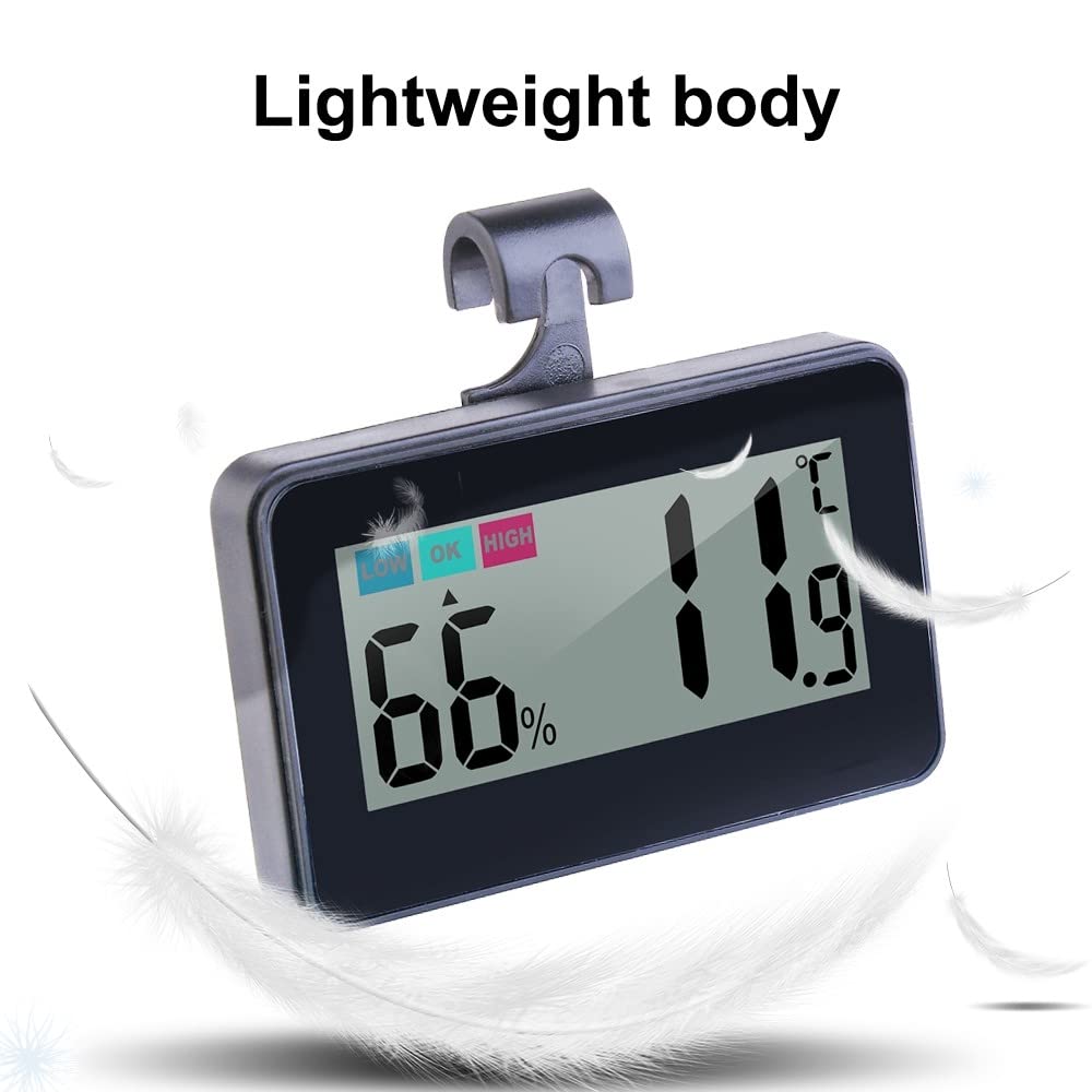 DONGKER Thermomètre Hygromètre Numérique pour Reptiles,Thermomètre D'aquarium avec Ventouse pour Réservoirs de Reptiles,Vivariums,Couveuses,Incubateurs