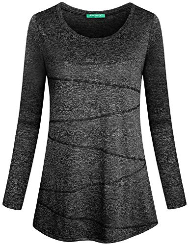 Kimmery Workout Tops for Women Long Sleeve Shirts for Women Quick Dry Line Decor Yoga Tops Sizes S-3XL