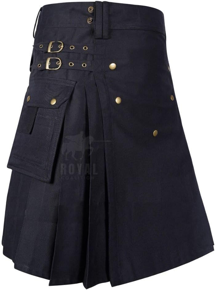 Men 's Black Cotton Utility Kilt