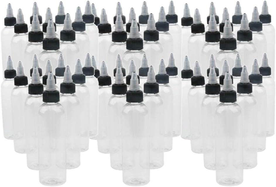 60Pcs Clear Plastic Squeeze Bottles with Nozzle Design & Snap Top - Perfect for Sauces, Oils, Paint, Ink, and More - Portable 4oz Bottles for Kitchen, DIY Crafts, 16 x 3.8cm