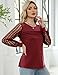 Misakia Women Long Sleeve Shirts Dressy Lace Fall Tops 2025 Trendy Casual T-Shirts Cute Work Outfits Blouses Wine Red Medium