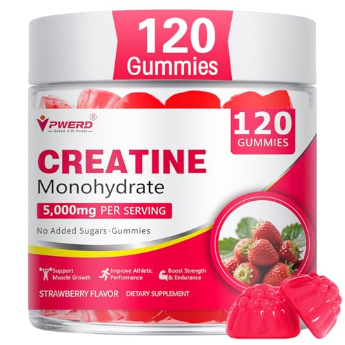 PWERD Creatine Gummies for Women - Booty Builder Supplement Creatine Monohydrate Gummies 5g Muscle Development & Post-Workout Recovery L-Taurine & B12 Sugar Free Vegan Strawberry 120 Ct