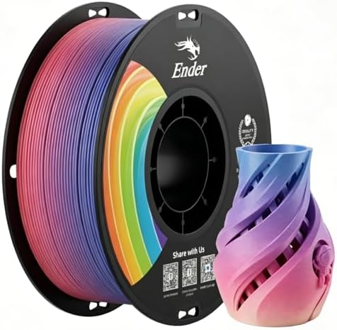 Creality Regenbogen PLA Filament 1,75 mm, 1 kg Spule PLA+ High Speed Farbverlauf 3D Druck Filament, ±0,02 mm Maßhaltigkeit, Optimiert für K1, K2, K1C