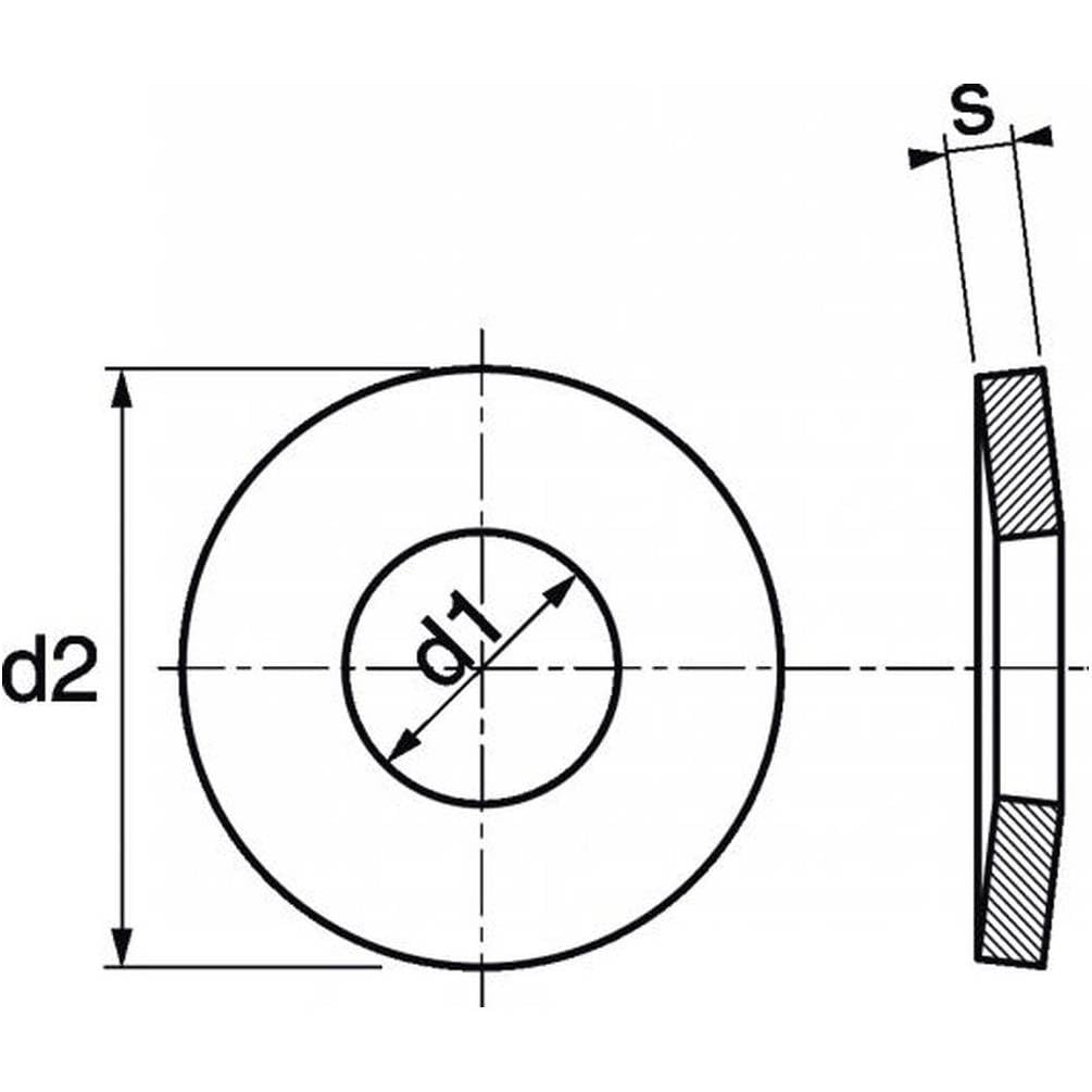 50 rondelle coniche dinamiche 16 mm, DIN 2093, UNI 8737, in acciaio inox A1, D-Work