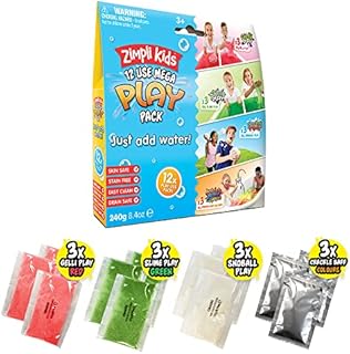 12 Use Mega Play Pack from Zimpli Kids, 3 x Gelli Play, 3 x Slime Play, 3 x Snoball Play & 3 x Crackle Baff, Children's Sensory Play Toy, Educational Learning Activity, DIY Creative Toy