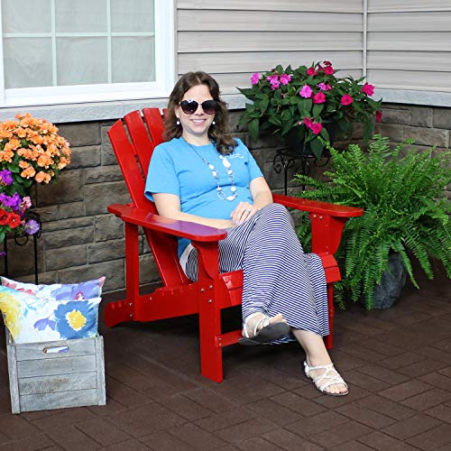 Sunnydaze Adirondack Chair With Adjustable Backrest - Natural Fir Wood Material - Outdoor Patio Chair - 250-Pound Weight Capacity - Red #TOP4