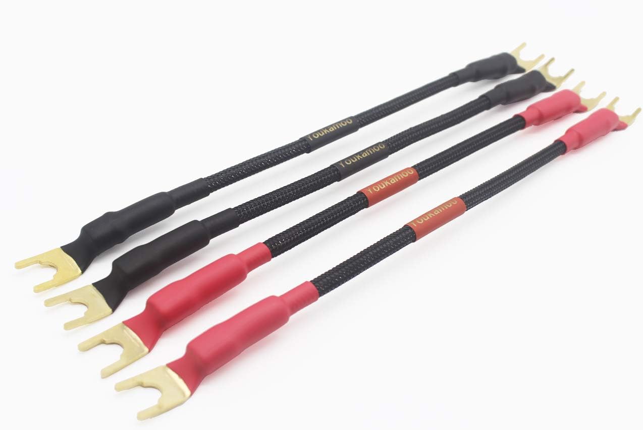 Youkamoo HiFi SilverPlated Speaker Jumper Cable Terminal Cable Spade to Spade