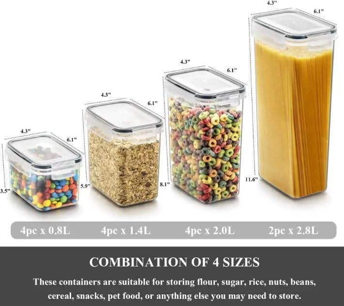 Miniatura 8 de G1K4 - Juego de 7 recipientes herméticos para almacenamiento de alimentos, organizadores y almacenamiento de despensa, contenedores de