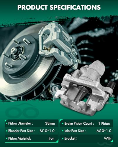 Image of SCITOO 19B6284B Rear Left Disc Brake Caliper Assembly w /Bracket for Ford for EcoSport 2018-2020,for Ford for Focus 2012-2018