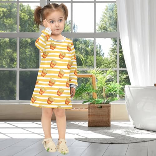 Girls Dresses Toddler Girl Clothes French Fries Winter Casual Long Sleeve for Kids 2-8 Years4