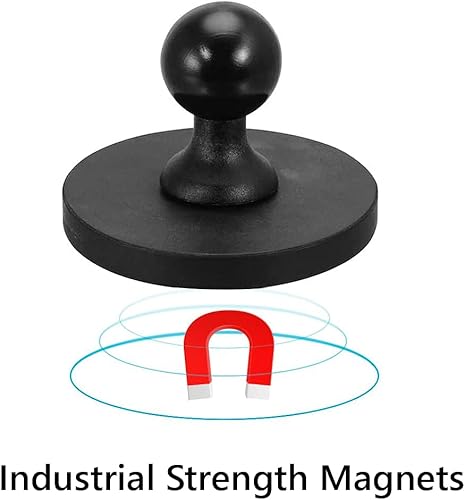 ChargerCity Soporte de base magnética redondo de 2.559 in de diámetro con bola de revestimiento de goma de 0.984 in/1 pulgada compatible con Arkon