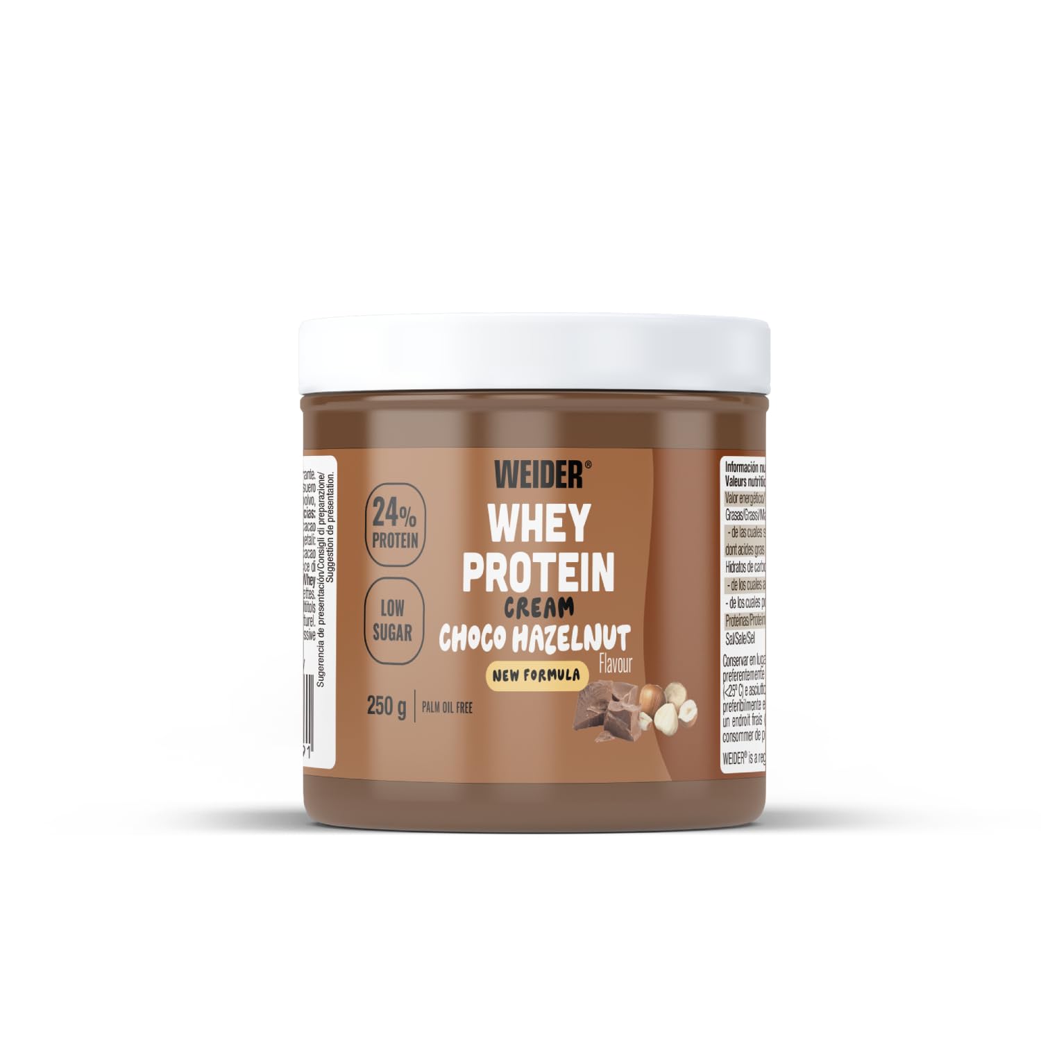Weider Whey Protein Cream (250g) Gusto Cioccolato-Nocciola, Crema Proteica Spalmabile con 24% di Proteine, con Proteina di Siero del Latte, Senza Zuccheri Aggiunti, Senza Olio di Palma