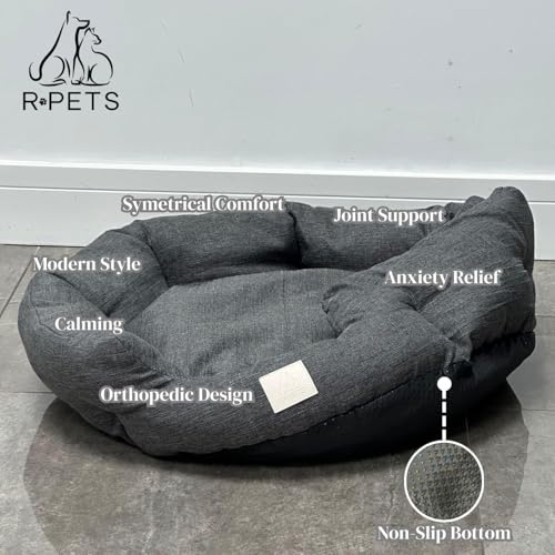 Cosy Cloud Large Anti-Anxiety Calming Soft Pet Bed Smooth Textured Hypoallergenic Washable Easy Clean Dog Bed Non-Slip Base Joint Support Anxiety Relief Cat Bed 80cm x 80cm x 20cm - Image 4