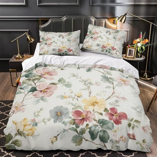 Parure de lit fleurs housse de couette 200x200 microfifbre - 2
