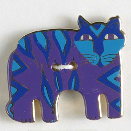 Dill Buttons 2 Piece Set: Laurel Burch button with 2 holes - Size: 25mm - Color: blue