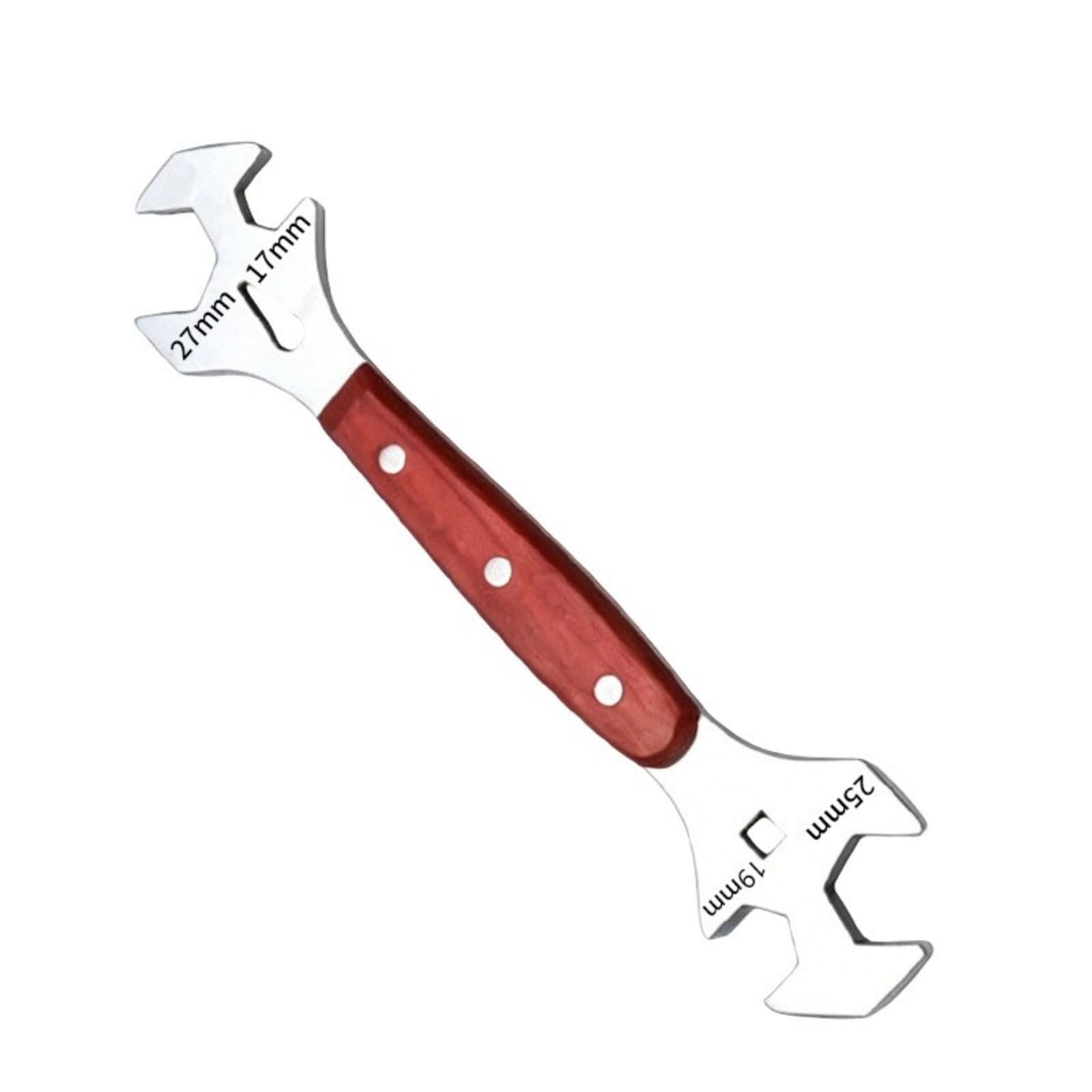 Hsioluted Wooden Handle Multipurpose Cylinder Wrench With Comfortable Handle Stainless Steel Hexagonal Open Spanner For Extended Use Rustproof Steel Wrench Tool