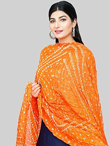 Image of PK HUB Women's Jaipuri Rajasthani Art Silk Bandhej Bandhani Dupatta