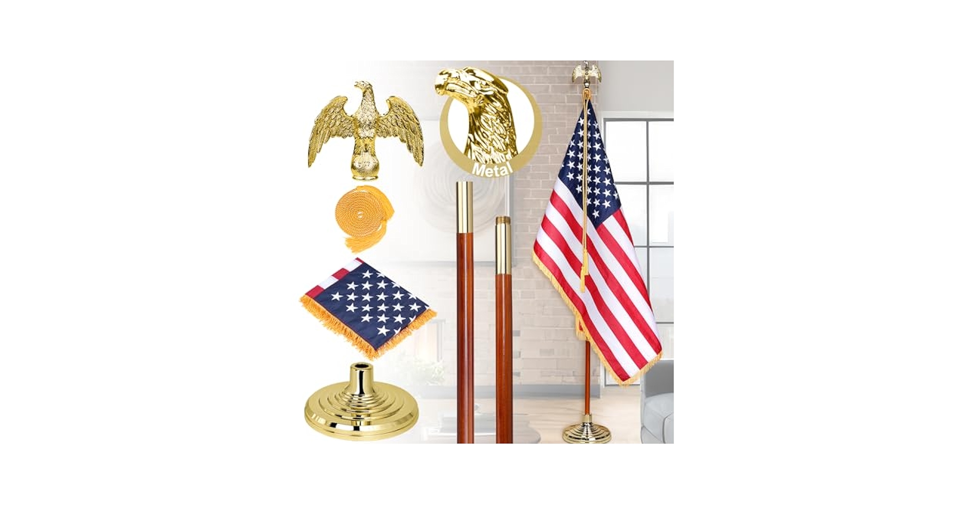 米軍放出品　新品　超特大　USA フラッグ Amazon.com : XIFAN Deluxe 7 FT Indoor American Flag and Pole
