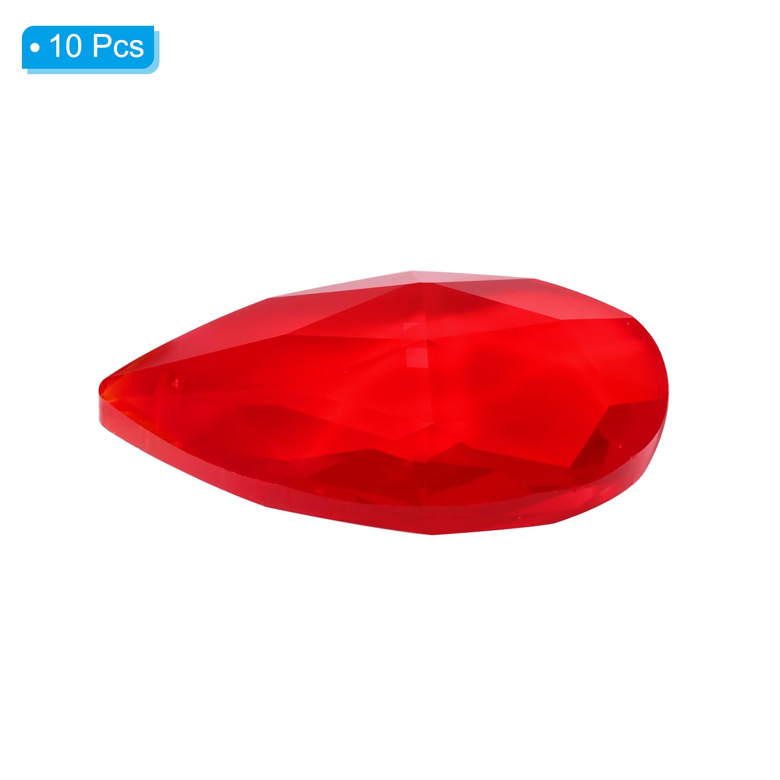 PATIKIL K9 Crystal Pendants Teardrop Beads, 10 Pack 38mm Chandelier Prisms Parts Hanging Beads DIY Lamp for Arts Crafts Decoration Red - Image 3