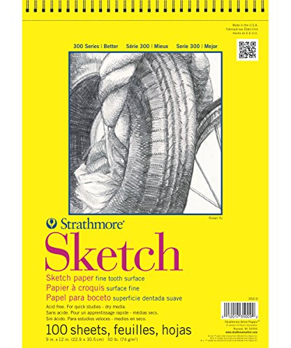 Strathmore 300 Series Wire Bound Sketch Pad 50 lb. Paper 9 X 12 inches 100 Sheets (350-9)