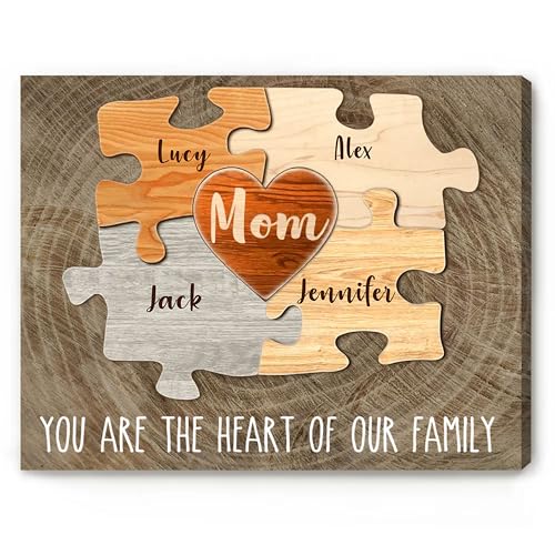 Personalized Family Heart Puzzle Sign for Mom Custom Kids Names Wall Decor Meaningful Mothers Day Gift You Hold Us Together