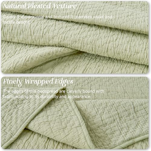 Simple&Opulence Bedspreads Double Size,Ultra Soft Washed Cotton Muslin Blanket for All Season,Breathable Reversible Bedspread Coverlet Sets with 2 Pillowcases(220x240cm,Light Green) - Cosy Home Interiors Simple&Opulence Bedspreads Double Size,Ultra Soft Washed Cotton Muslin Blanket for All Season,Breathable Reversible Bedspread Coverlet Sets with 2 Pillowcases(220x240cm,Light Green) - Image 4