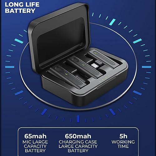 Image of MOOZMOB K93 Professional Grade Dual Wireless Mic with Charging Case and Noise Reduction Lavalier Microphone for Video Recording Vlogs ASMR Podcast Interviews YouTube (Dual Channel Version)