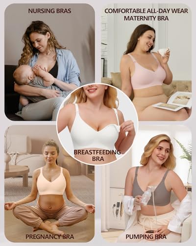 Image of As Fairy Seamless Nursing Bras for Breastfeeding Soft Wireless Sleep Maternity Bralette Regular and Plus Size