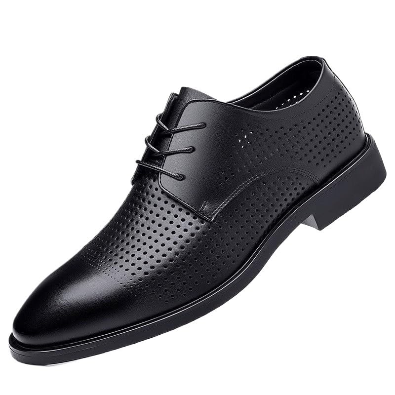 Hollowout Men Dress Shoes Men Spring Summer Fashion Office Comfy Business Shoes Black Lace-up Man Formal Shoes Trendy Breathable Loafers